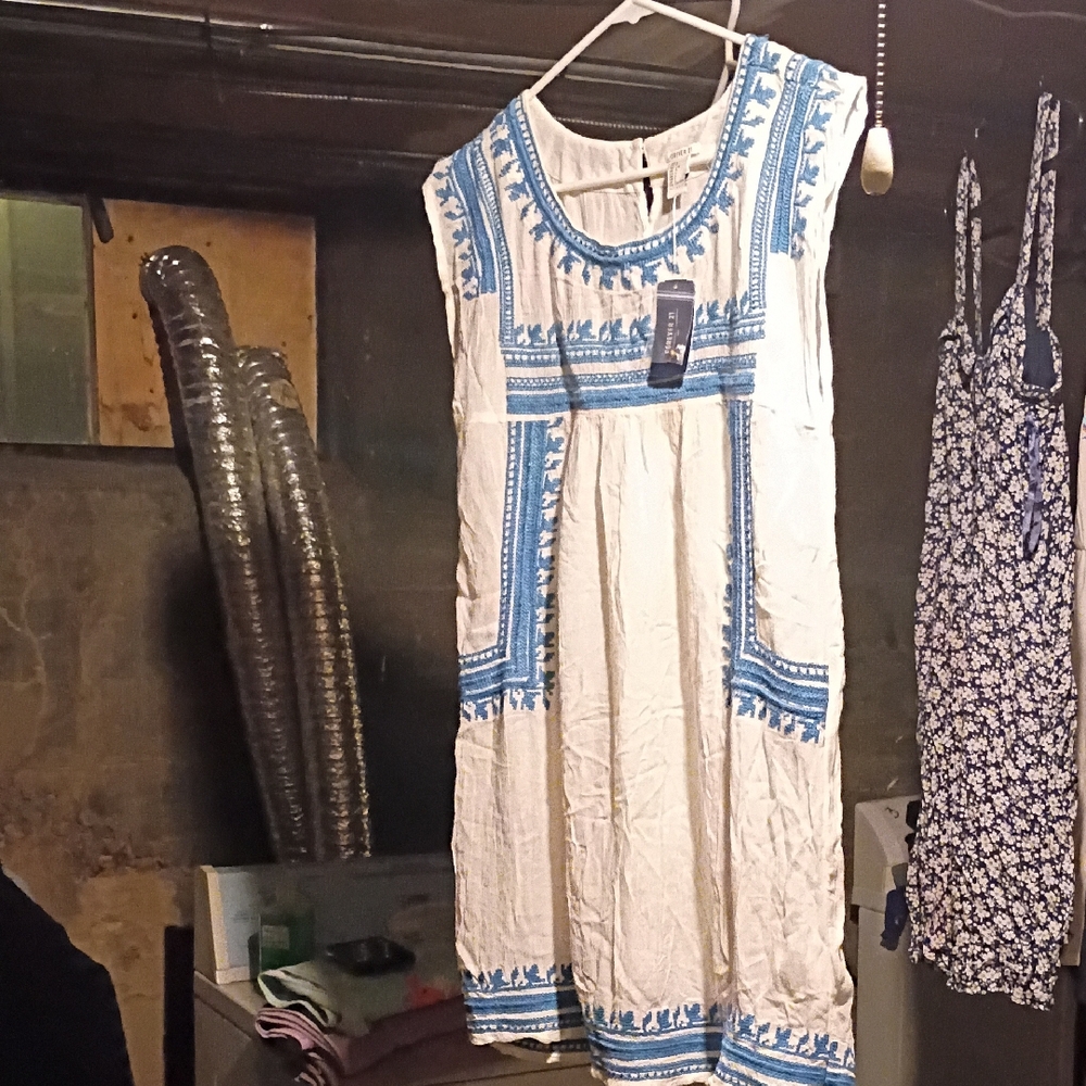 Forever 21 White and Blue Mini Dress